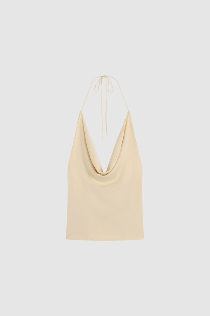 Cowl Halter Knit Top - Shell