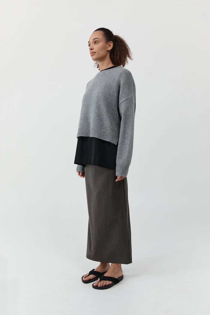 Cropped Sweater - Concrete