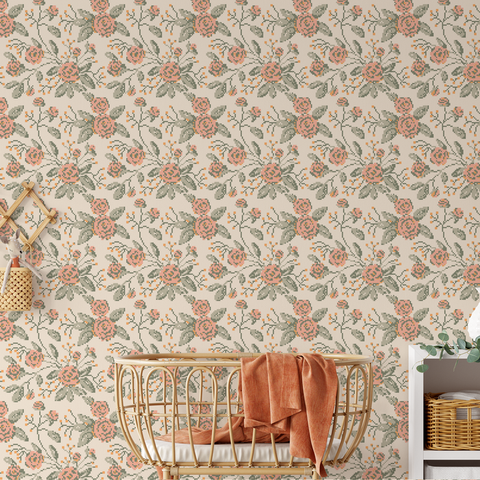 Cross Stitch Flowers Wallpaper - Spring
