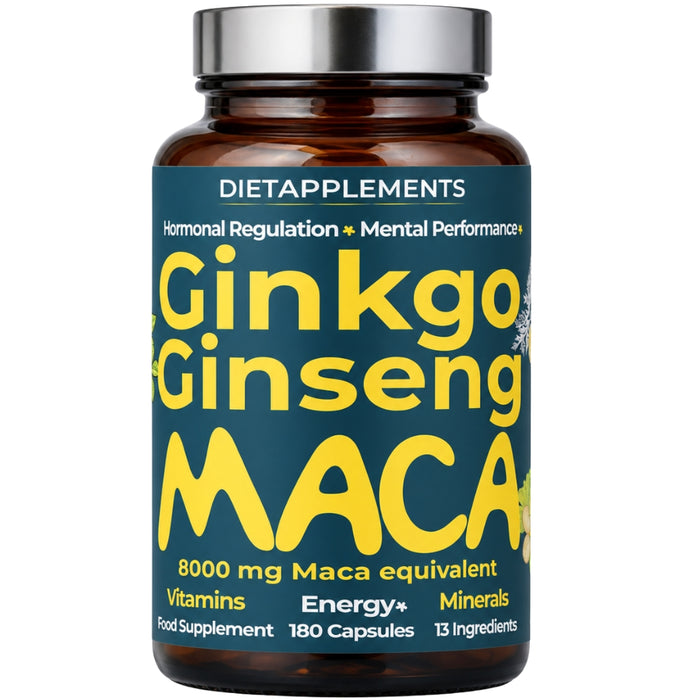Maca Ginseng Ginkgo with Vitamins & Minerals. 180 capsules.