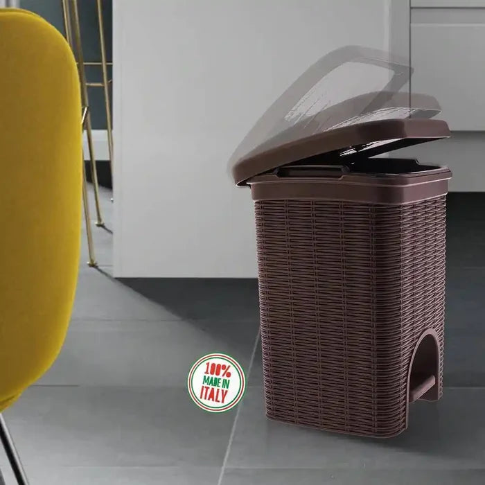 Elegance - Coffee 6 Litre Pedal Dustbin With Plastic Bucket Inside For Home, Kitchen, Office Use