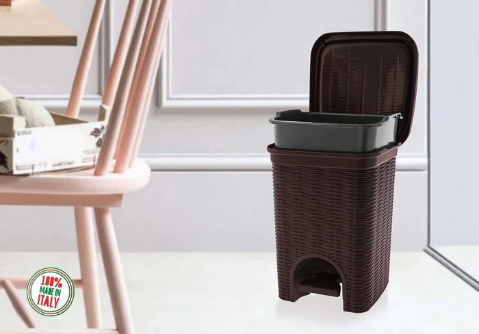Elegance - Coffee 6 Litre Pedal Dustbin With Plastic Bucket Inside For Home, Kitchen, Office Use
