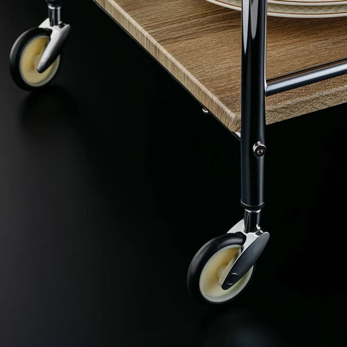 Elegant Ebony Serving Cart With Brass Accents