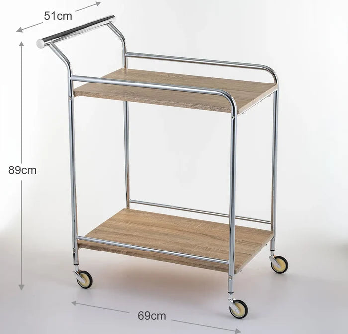 Elegant Ebony Serving Cart With Brass Accents