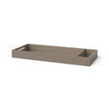 The Child Craft F01792 Universal Dressing Kit in Crescent Grey features a large and a small compartment, perfect for organizing your baby changing essentials. Ideal as a dresser topper. Shown on a white background.