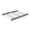 The Child Craft F06401 Full-Size Bed Rail in Lunar Gray includes two gray metal rails, a matching head rail, and three light wood slats—sturdy components designed to support a full-size mattress.