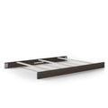 The Child Craft F06401 Full-Size Bed Rails in Dapper Gray feature a modern, low-profile wooden frame with metal support slats and a simple rectangular headboard and footboard, shown without a mattress or bedding.