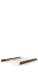The Child Craft F06424 Full-Size Bed Rails in Coach Cherry feature a simple, minimalist wood design with horizontal slats and a low-profile frame, ideal for use as bed rails or part of a crib conversion kit. Mattress not included.