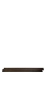 Two thin, dark-colored rectangular wooden planks, identified as Child Craft F06474 Full-Size Bed Rail in Slate, are stacked parallel on a white background.