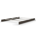 The Child Craft F06474 Full-Size Bed Rails in Dapper Gray feature sturdy metal slats and dark wood panels for stability, shown without mattress or headboard against a white background.