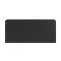 The Child Craft F09505 Toddler Guard Rail in Caviar Black is a solid rectangular metal panel with two left-side holes and rounded top corners, featuring a smooth surface for durability and style as part of a crib conversion kit.