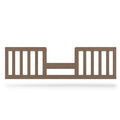 The Child Craft F09514 Toddler Guard Rail in Dusty Heather features sturdy wood construction with vertical slats and a low, open center, securely attaching to prevent falls during toddler bed conversion.