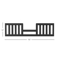 The Child Craft F09544 Toddler Guard Rail in Ebony features vertical slats, measures 14"H x 52"W, and is non-toxic—ideal as a crib conversion kit. Shown with labeled dimensions against a white background.