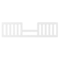 The Child Craft F09544 Toddler Guard Rail in Matte White features vertical slats, a center opening, and non-toxic finishes. Designed for crib conversion kits, it helps prevent falls while allowing easy access for your toddler.