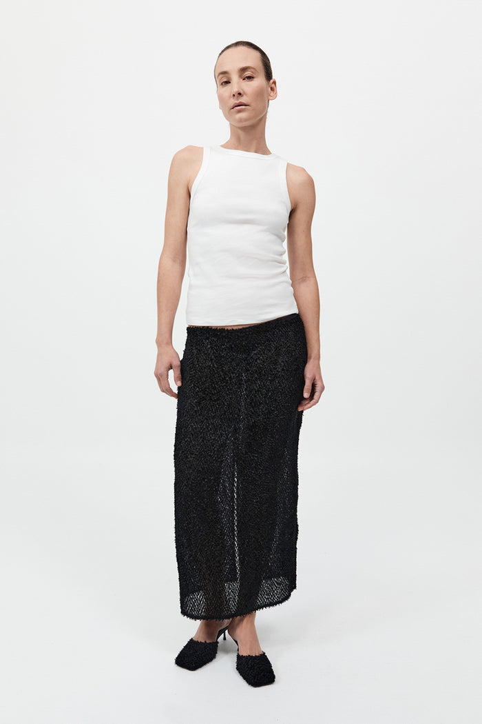 Feathered Silk Skirt - Black