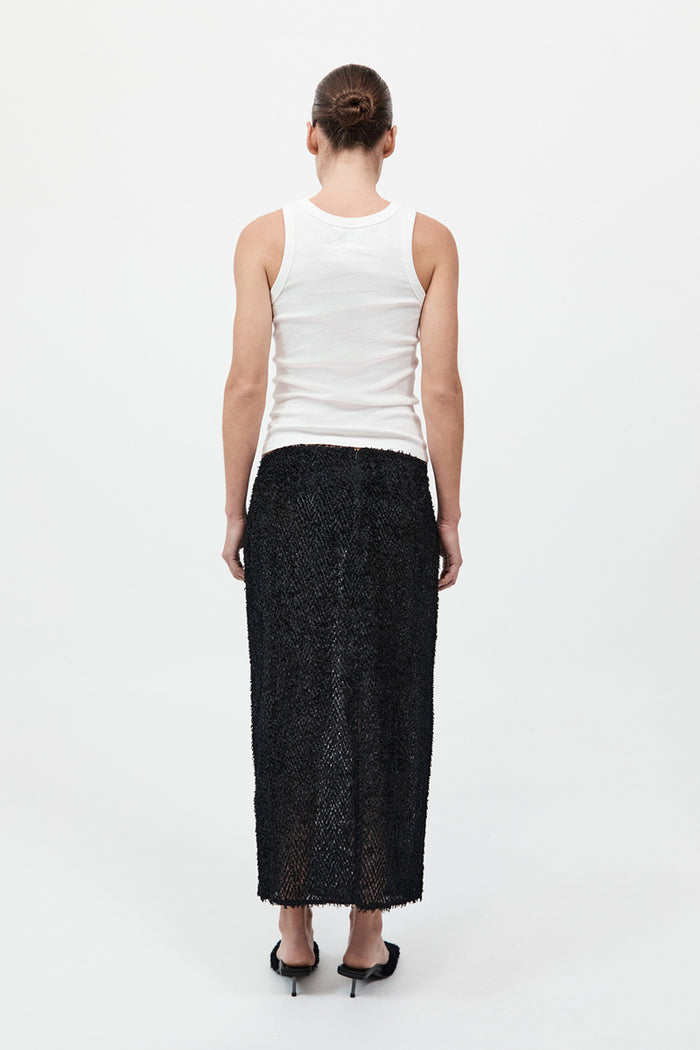 Feathered Silk Skirt - Black