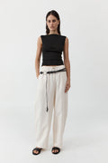 Fine Drawstring Relaxed Pants - Ivory