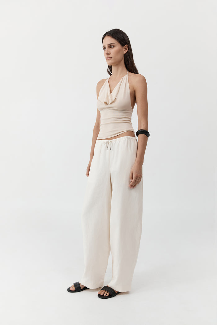 Fine Drawstring Relaxed Pants - Ivory