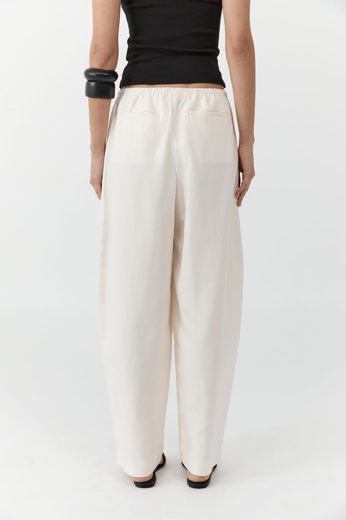 Fine Drawstring Relaxed Pants - Ivory