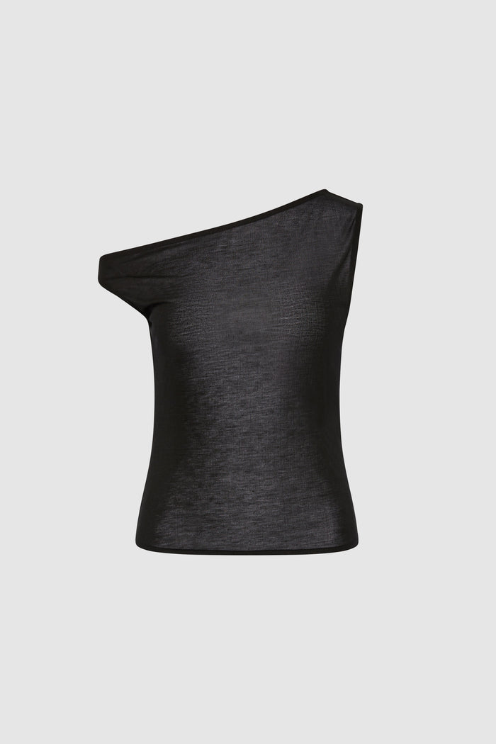 Fine Jersey Asymm Top - Black