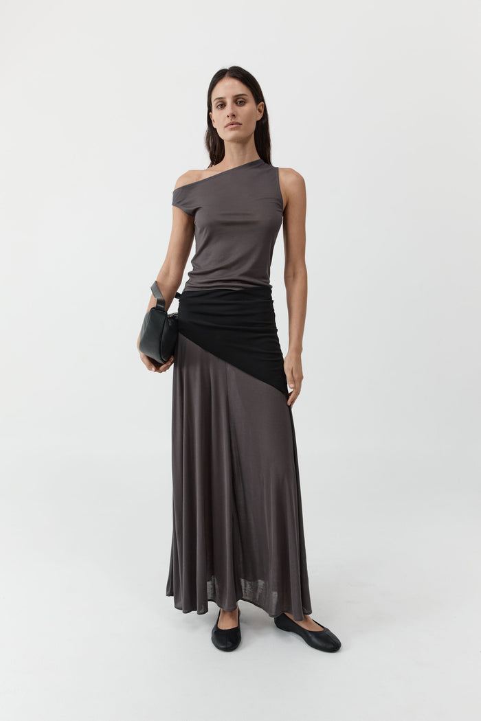 Fine Jersey Asymm Top - Soot