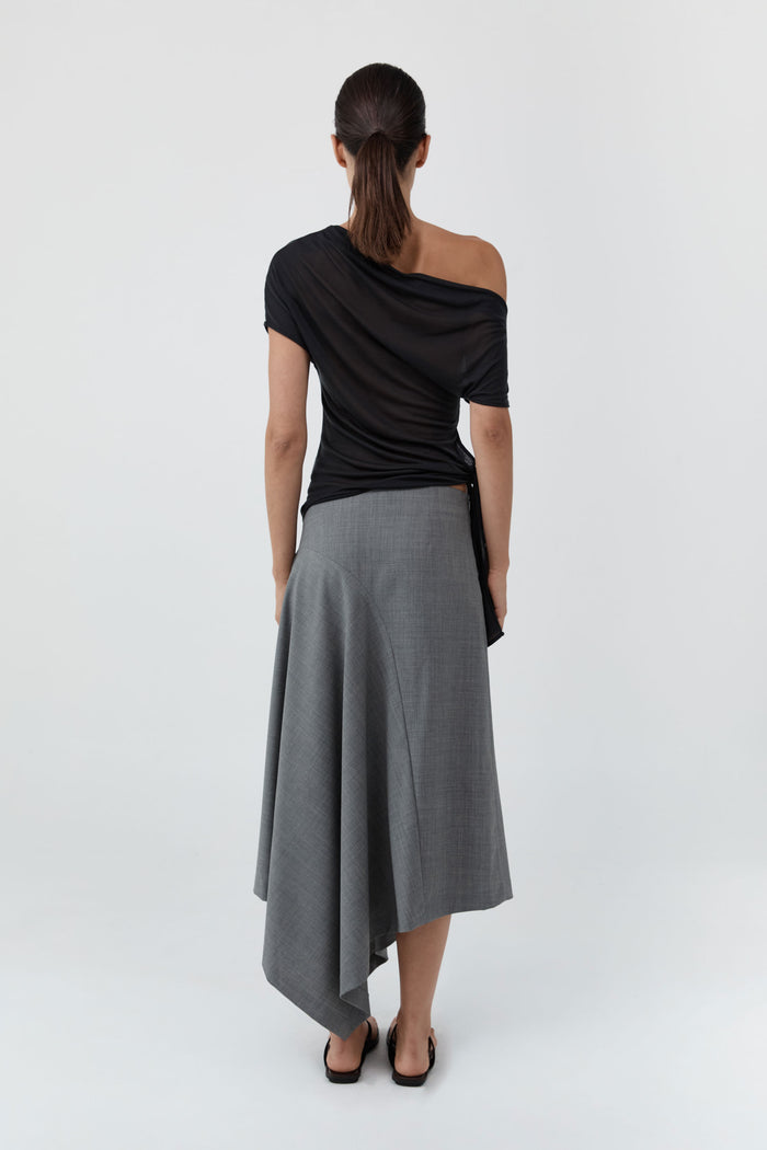 Fine Jersey Off Shoulder Top - Charcoal
