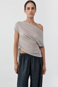 Fine Jersey Off Shoulder Top - Soft Ash