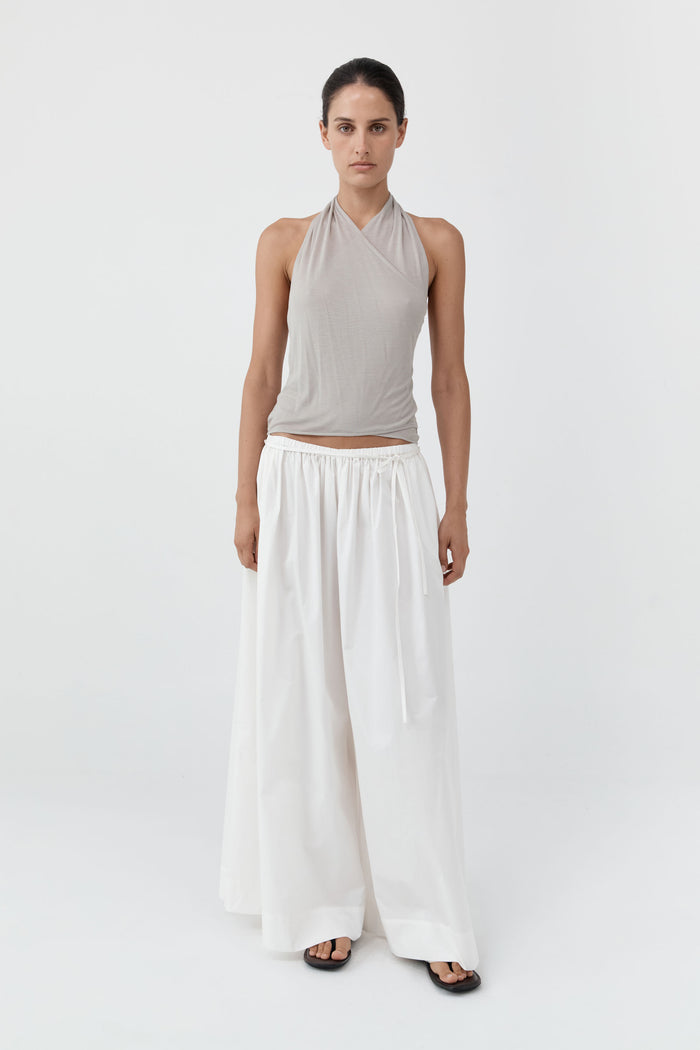 Fine Jersey Wrap Halter Top - Soft Ash