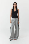 Fine Merino Halter Top - Black