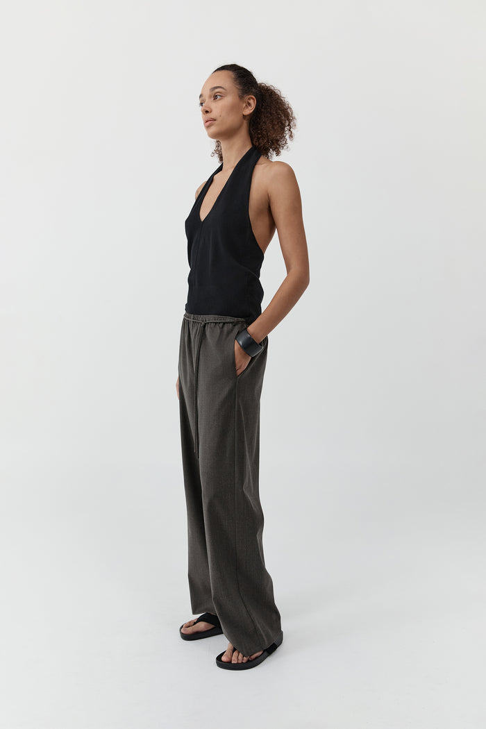Fine Merino Halter Top - Black