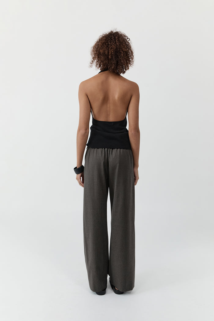 Fine Merino Halter Top - Black