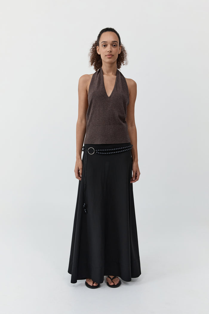 Fine Merino Halter Top - Mulch