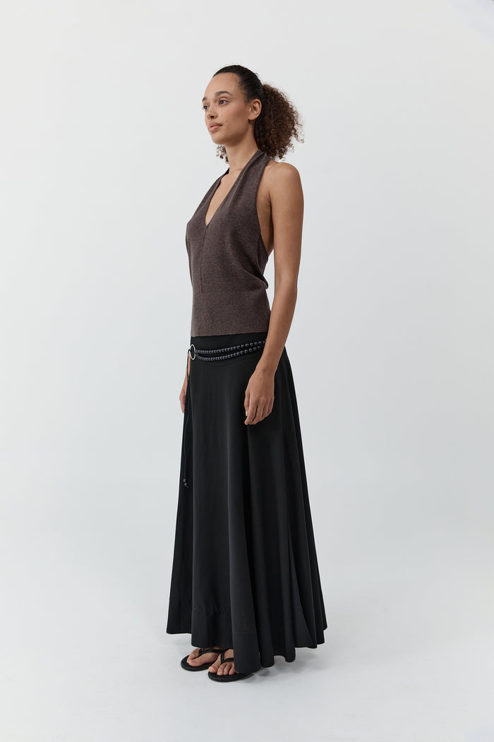 Fine Merino Halter Top - Mulch
