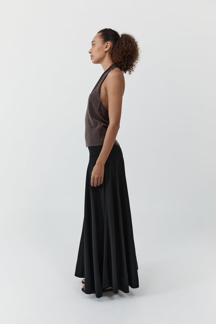 Fine Merino Halter Top - Mulch
