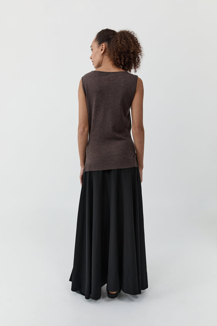 Fine Merino Tie Waist Top - Mulch