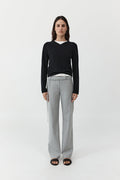 Fine Merino V Neck Sweater - Black