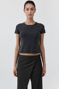 Fine Merino Wool Baby Tee - Charcoal Melange