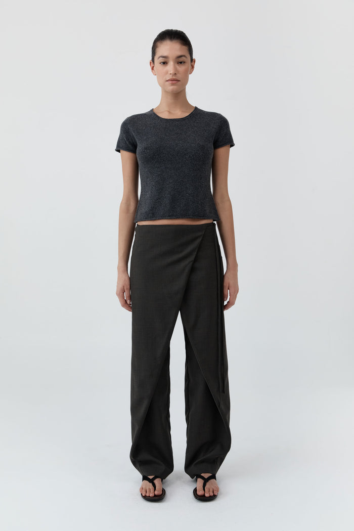 Fine Merino Wool Baby Tee - Charcoal Melange