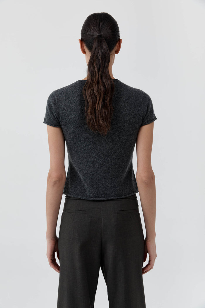 Fine Merino Wool Baby Tee - Charcoal Melange