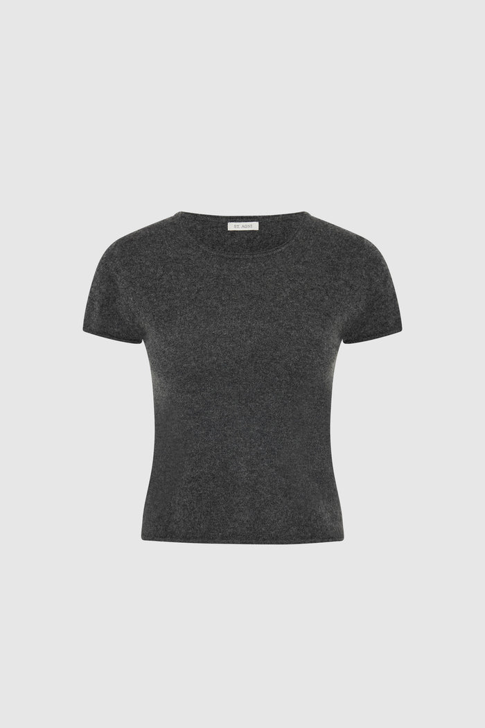 Fine Merino Wool Baby Tee - Charcoal Melange