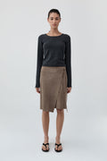 Fine Merino Wool Long Sleeve Top - Charcoal Melange