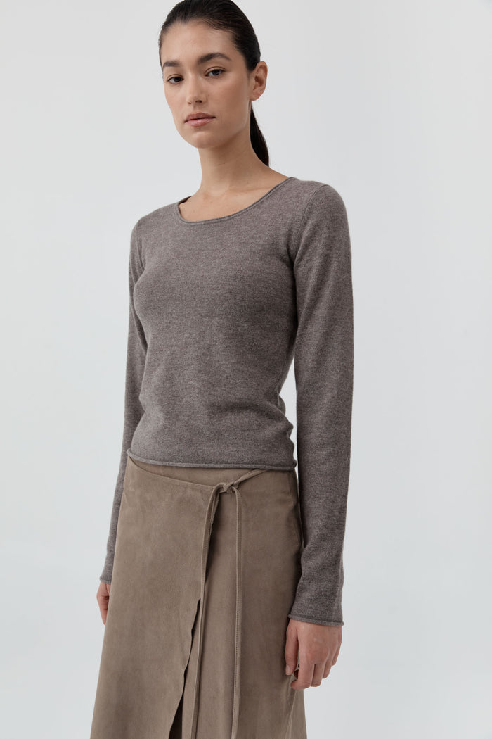 Fine Merino Wool Long Sleeve Top - Vapor