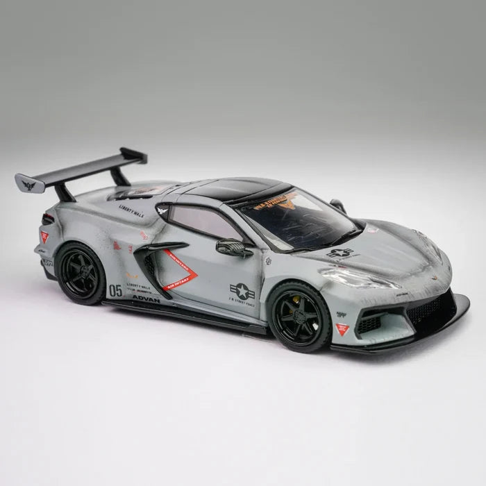 Fine Model 1/64 LB Corvette C8 Diecast Car Model Limited Edition Alloy Collectible with Display Case