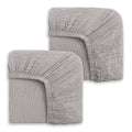 Two folded HALO Fitted Crib Sheets, 100% organic cotton muslin, in light gray with elastic edges are stacked side by side on a white background. Comes as a 2 pack.