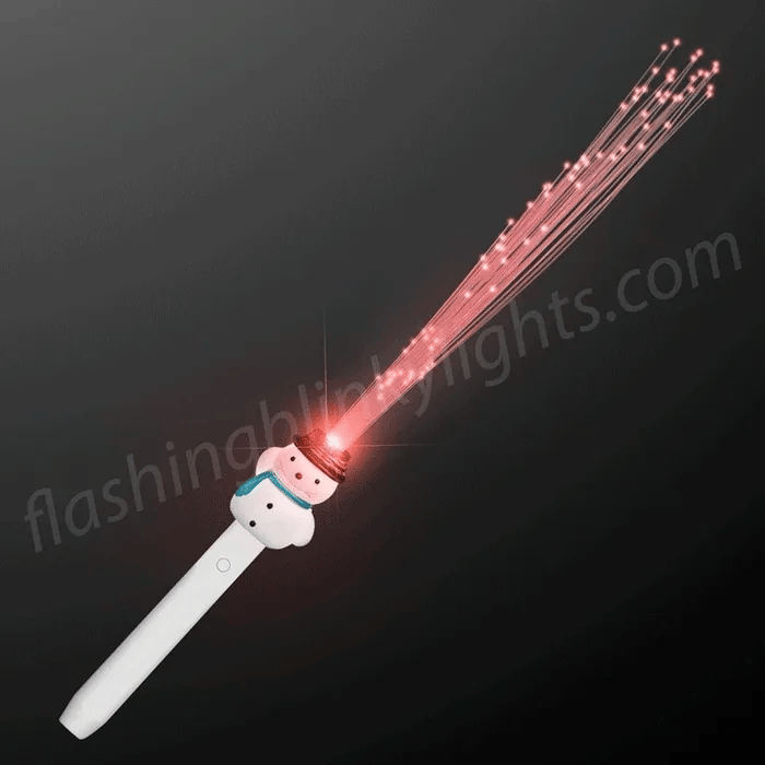 Flashing Snowman Fiber Optic Wand 14"