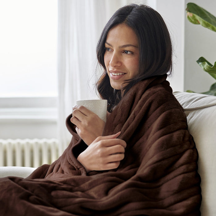 Fleece Electric Heated Throw - Brown