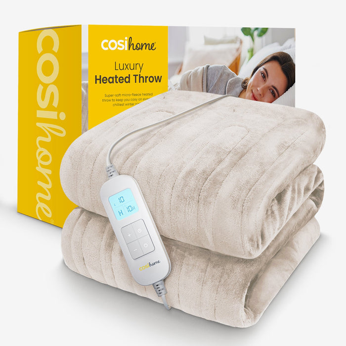 Fleece Electric Heated Throw - Cream
