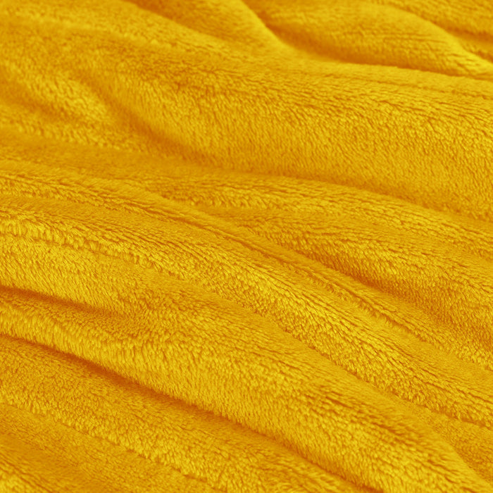 Fleece & Sherpa Electric Heated Throw - Mustard