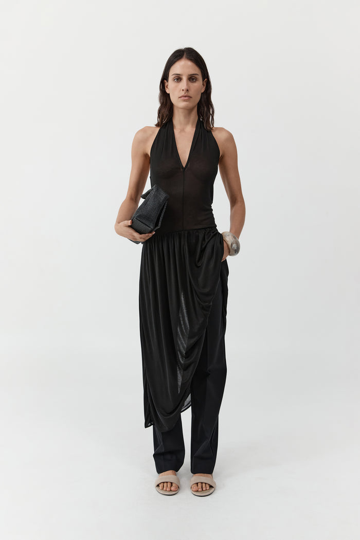Fluid Jersey Halter Dress - Black