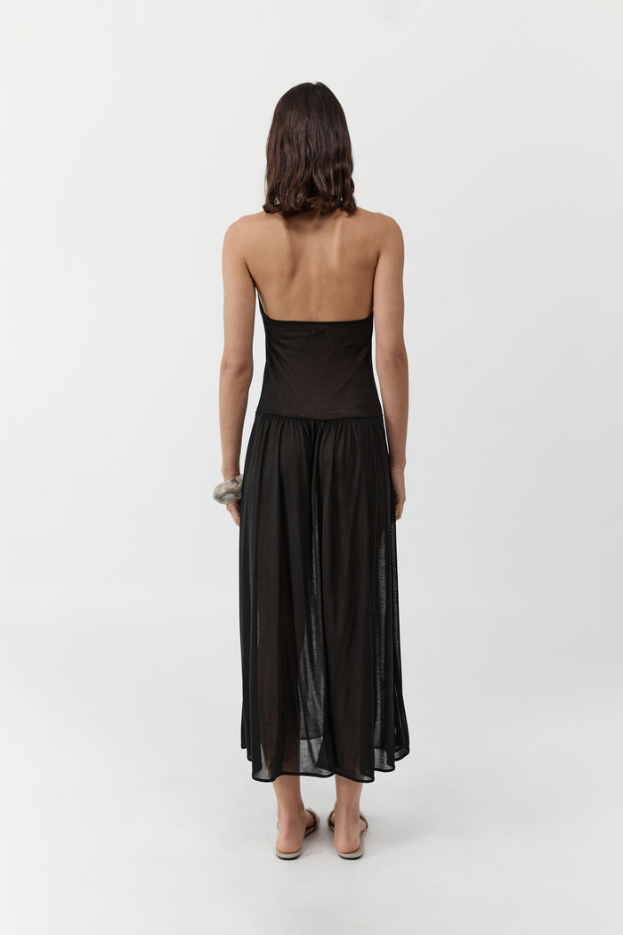 Fluid Jersey Halter Dress - Black